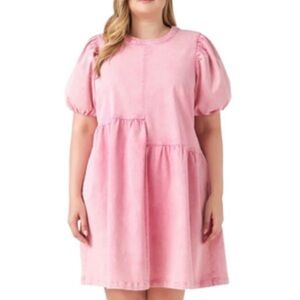 ENGLISH FACTORY Stretch Denim Mini Dress pink size 1X NWT